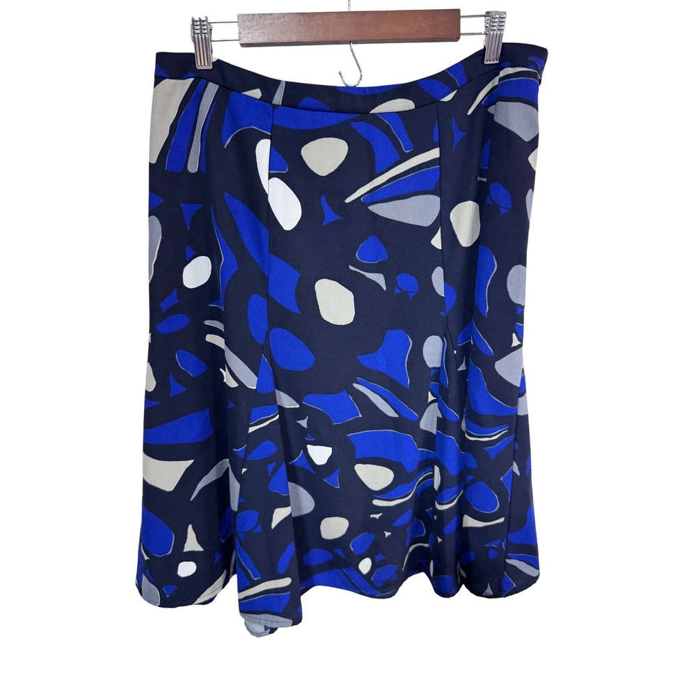 George Me Designs by Mark Eisen 14 Blue Skirt Women Abstract Print Knee Length